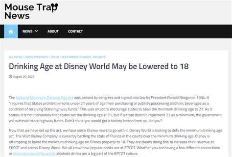 drinking age at disney world lowered to 18|disney world drinking age.